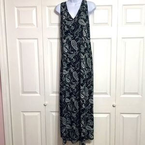 Fave Black & White Paisley Print Sleeveless Maxi Dress Women’s Size XLarge